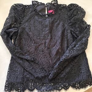 Lilly Pulitzer Black Lace Top Sz M EUC